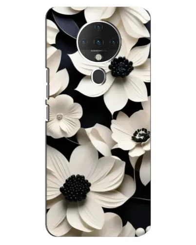 Чехол для TECNO Spark 6 с картинкой «Объемные белые цветы»