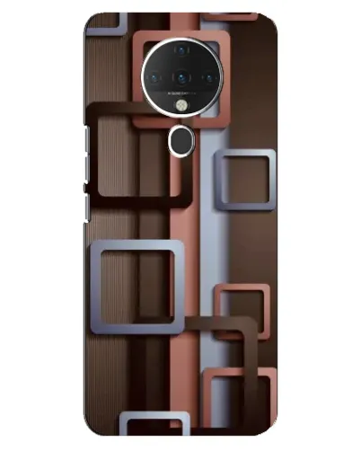 Чехол для TECNO Spark 6 с картинкой «Коричневые объемные квадраты»