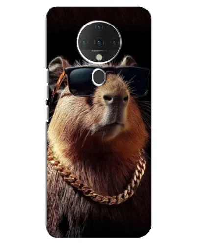 Чехол для TECNO Spark 6 с картинкой «Капибара золотая цепь»
