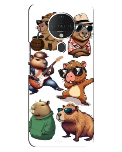 Чехол для TECNO Spark 6 с картинкой «Крутые капибары музыканты»