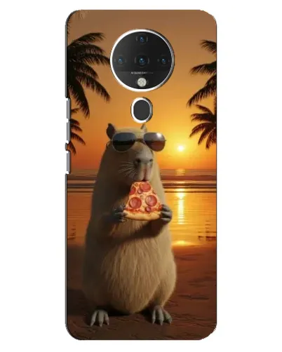 Чехол для TECNO Spark 6 с картинкой «Капибара с пиццей»