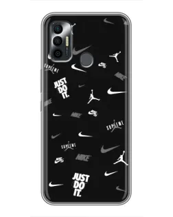 Чохол для TECNO Spark 7 (KF6n) з картинкою «Nike Black Pattern»