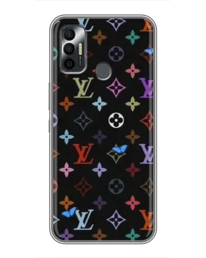 Чехол для TECNO Spark 7 (KF6n) с картинкой «Цветная монограмма LV»