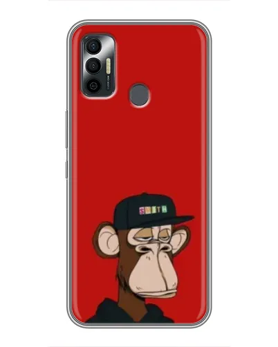 Чехол для TECNO Spark 7 (KF6n) с картинкой «Bored Ape — красный фон»