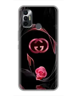 Чехол для TECNO Spark 7 (KF6n) с картинкой «Gucci — неоновая роза»