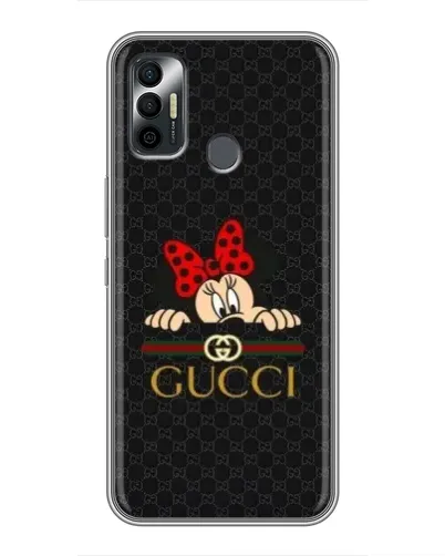 Чехол для TECNO Spark 7 (KF6n) с картинкой «Минни Маус Gucci — черный»