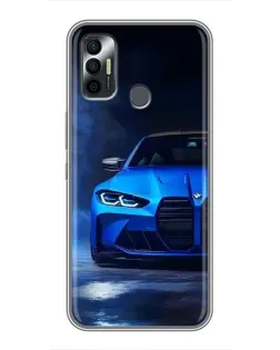 Чохол для TECNO Spark 7 (KF6n) з картинкою «Блакитна BMW M4»