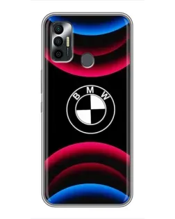 Чохол для TECNO Spark 7 (KF6n) з картинкою «Логотип BMW та неонові дуги»