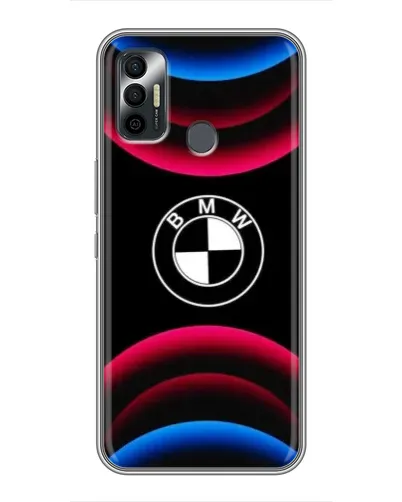 Чохол для TECNO Spark 7 (KF6n) з картинкою «Логотип BMW та неонові дуги»