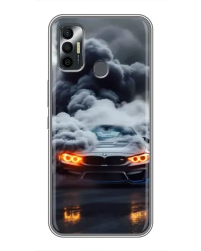 Чохол для TECNO Spark 7 (KF6n) з картинкою «BMW у диму»