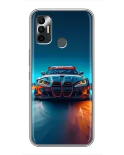 Чохол для TECNO Spark 7 (KF6n) з картинкою «BMW — вогні неону»