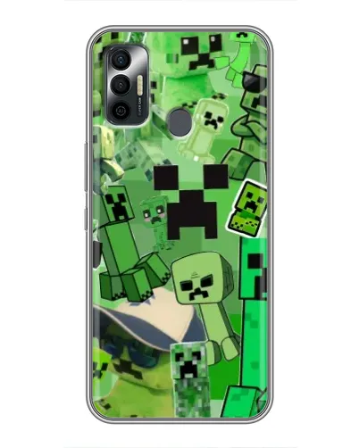 Чехол для TECNO Spark 7 (KF6n) с картинкой «Криперы Minecraft»
