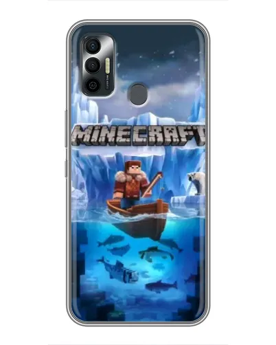 Чехол для TECNO Spark 7 (KF6n) с картинкой «Minecraft ледяной мир»