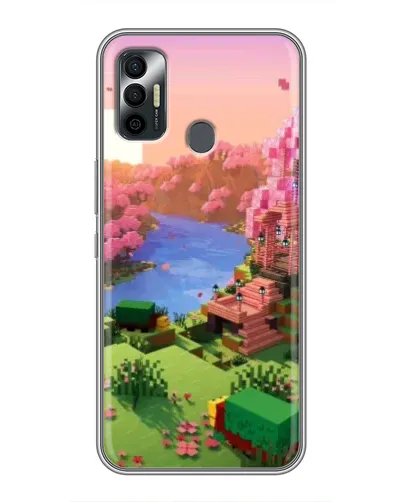 Чехол для TECNO Spark 7 (KF6n) с картинкой «Розовое дерево Minecraft»