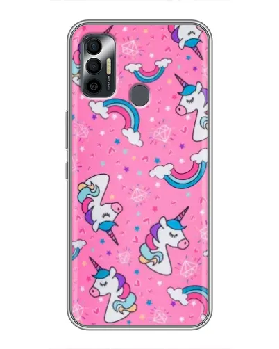 Чехол для TECNO Spark 7 (KF6n) с картинкой «Unicorn паттерн розовый»