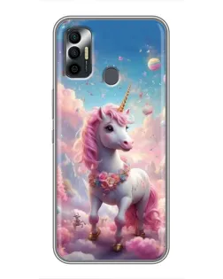 Чехол для TECNO Spark 7 (KF6n) с картинкой «Единорог среди облаков»