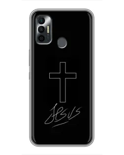 Чохол для TECNO Spark 7 (KF6n) з картинкою «Графічний хрест Jesus»