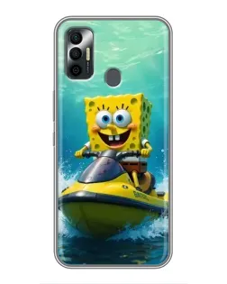 Чохол для TECNO Spark 7 (KF6n) з картинкою «Спанч Боб на гідроциклі»