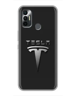 Чохол для TECNO Spark 7 (KF6n) з картинкою «Сталевий логотип Tesla»