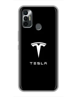 Чохол для TECNO Spark 7 (KF6n) з картинкою «Tesla White Logo»
