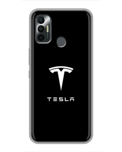 Чохол для TECNO Spark 7 (KF6n) з картинкою «Tesla White Logo»