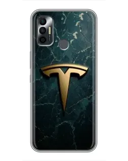 Чохол для TECNO Spark 7 (KF6n) з картинкою «Мармурова Tesla Gold»