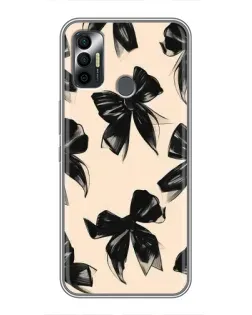Чехол для TECNO Spark 7 (KF6n) с картинкой «Паттерн черные банты»