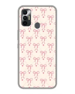 Чехол для TECNO Spark 7 (KF6n) с картинкой «Розовые бантики Coquette»
