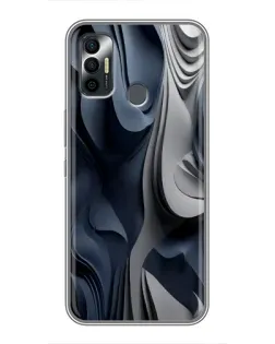 Чехол для TECNO Spark 7 (KF6n) с картинкой «Объемные синие складки»
