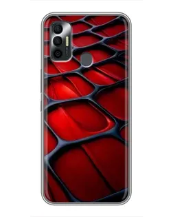 Чехол для TECNO Spark 7 (KF6n) с картинкой «Красная глянцевая сетка»