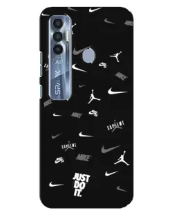 Чохол для TECNO Spark 7 Pro з картинкою «Nike Black Pattern»