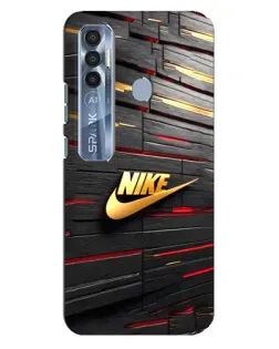 Чехол для TECNO Spark 7 Pro с картинкой «Золотой Nike на металле»