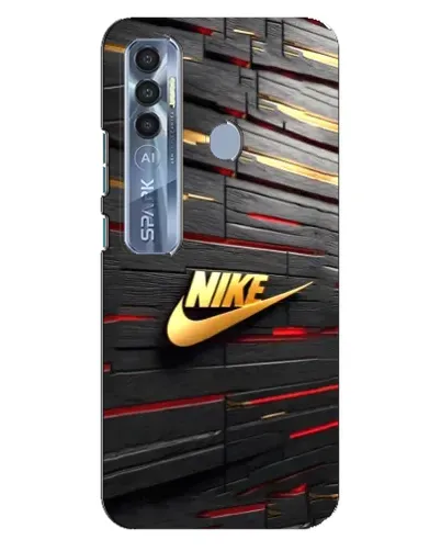 Чехол для TECNO Spark 7 Pro с картинкой «Золотой Nike на металле»