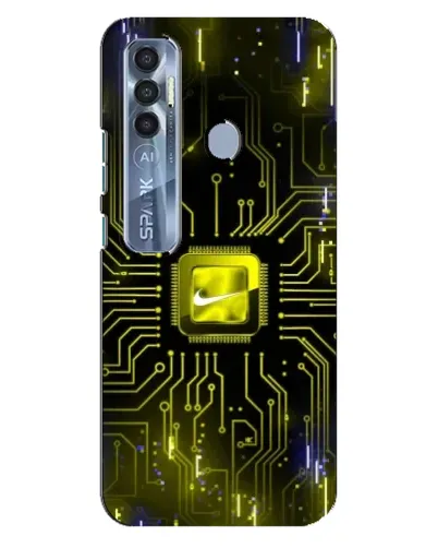 Чехол для TECNO Spark 7 Pro с картинкой «Nike — золотая искра»