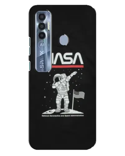 Чехол для TECNO Spark 7 Pro с картинкой «NASA — шагаем по Луне»