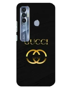 Чехол для TECNO Spark 7 Pro с картинкой «Золотой логотип Gucci»
