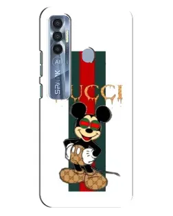 Чехол для TECNO Spark 7 Pro с картинкой «Микки Маус Gucci — полосы»