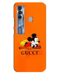 Чехол для TECNO Spark 7 Pro с картинкой «Микки Маус Gucci — оранж»