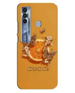 Чехол для TECNO Spark 7 Pro с картинкой «Gucci — золотые бабочки»