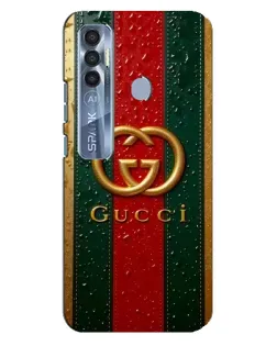 Чехол для TECNO Spark 7 Pro с картинкой «Gucci — фирменная полоса и золото»