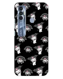 Чехол для TECNO Spark 7 Pro с картинкой «Черный паттерн Kuromi»