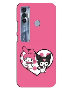 Чехол для TECNO Spark 7 Pro с картинкой «Kuromi и My Melody»