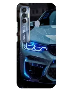 Чохол для TECNO Spark 7 Pro з картинкою «Погляд BMW з синіми фарами»