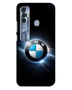 Чохол для TECNO Spark 7 Pro з картинкою «BMW — неонове сяйво»