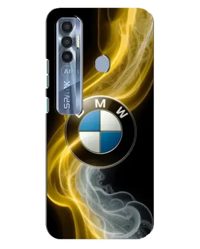 Чехол для TECNO Spark 7 Pro с картинкой «Золотистый дым BMW»