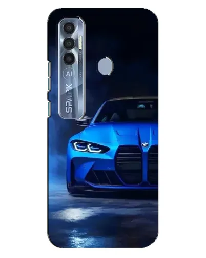 Чехол для TECNO Spark 7 Pro с картинкой «Голубая BMW M4»