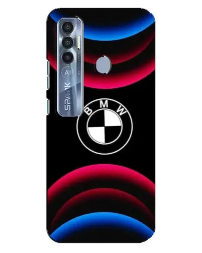 Чехол для TECNO Spark 7 Pro с картинкой «Логотип BMW и неоновые дуги»