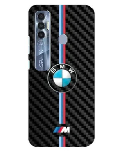 Чехол для TECNO Spark 7 Pro с картинкой «Эмблема BMW и карбон»