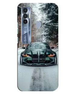 Чехол для TECNO Spark 7 Pro с картинкой «BMW в зимнем лесу»