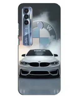 Чехол для TECNO Spark 7 Pro с картинкой «BMW в белом дыму»